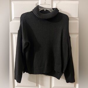 Black Turtleneck Knit Sweater